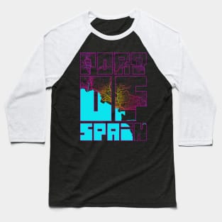 Port of Spain, Trinidad and Tobago City Map Typography - Neon Baseball T-Shirt